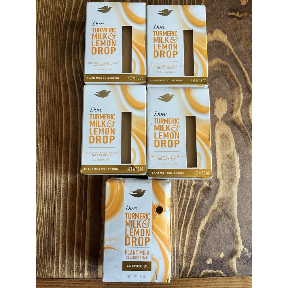 5 Pack Dove Turmeric Milk & Lemon Drop Plant Milk Cleansing Bar 5oz